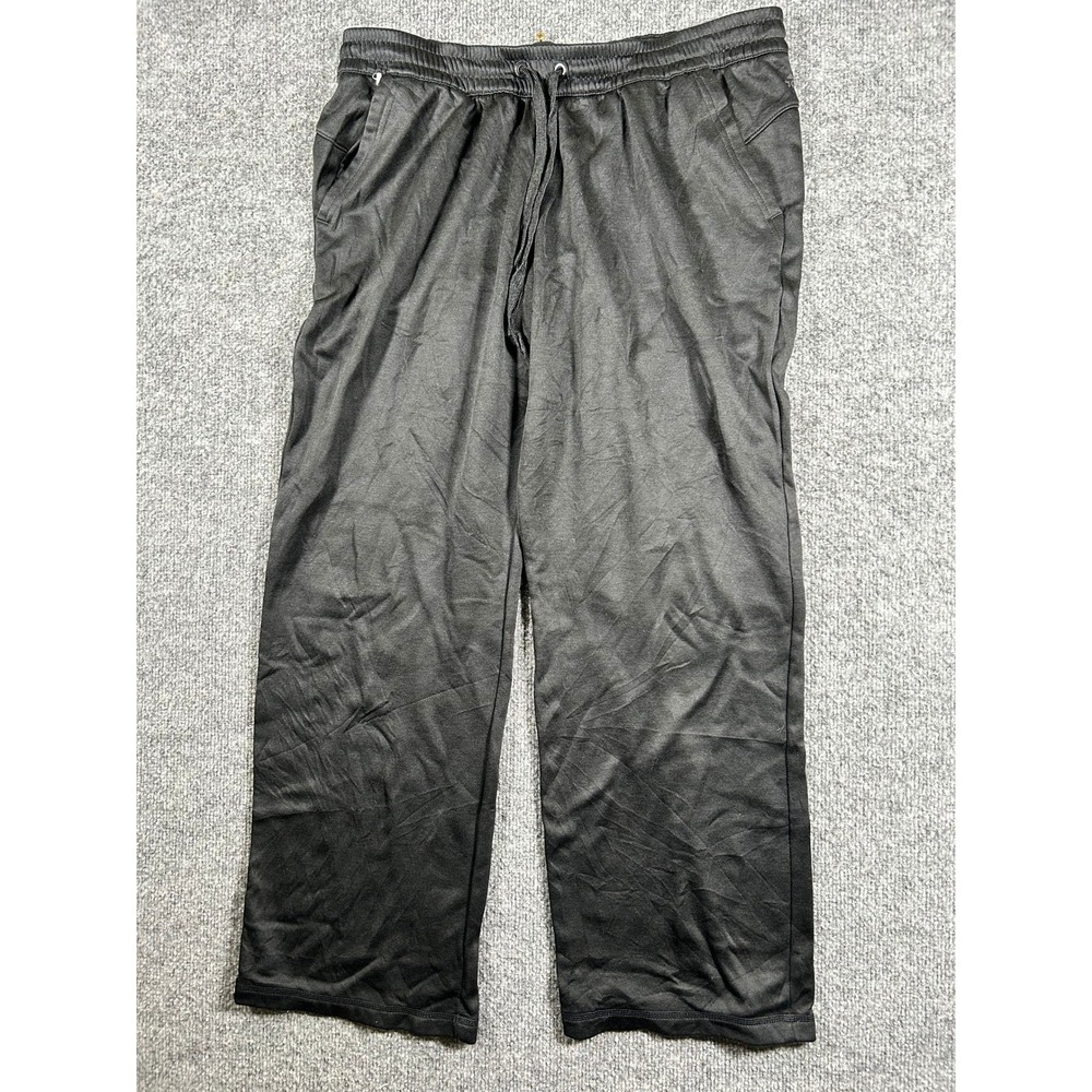 Adidas Pants Womens Size L Black Wide Leg Athletic Drawstring Pockets Sporty